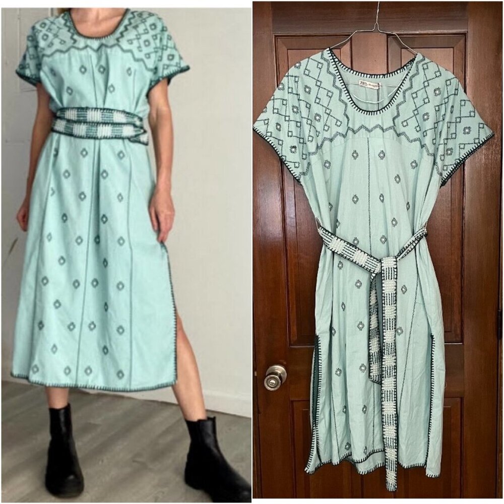 Size XL Zara embroidered midi dress